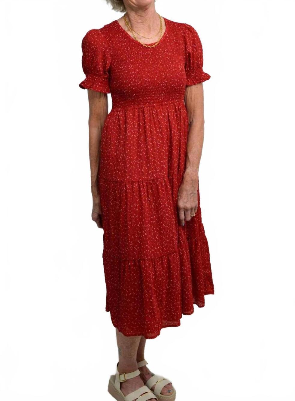 NEW MIKAROSE mccall midi dress in firecracker